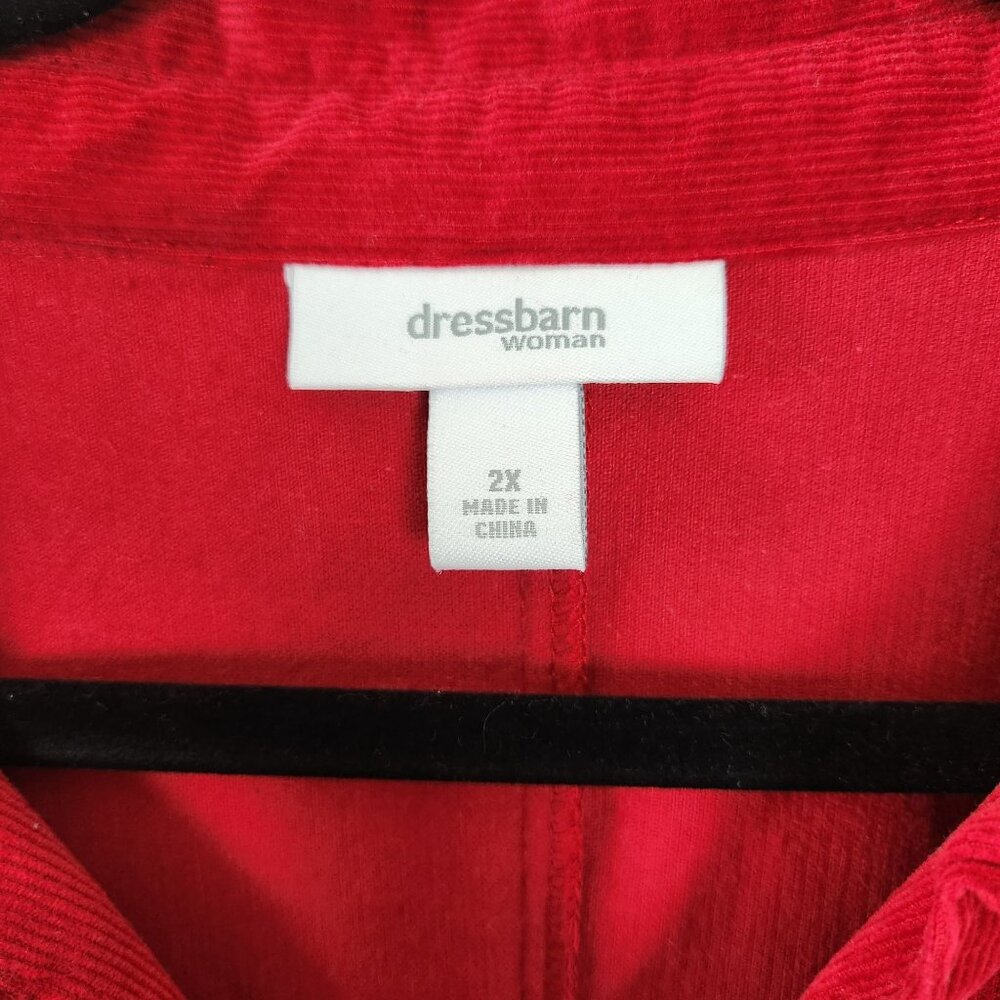 Dress Barn Red Corduroy Full Zip Shacket, 2XL, Holiday, Office, Casual, Career - Picture 2 of 8